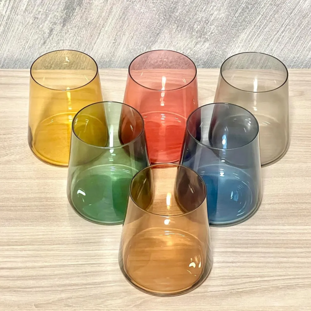 SET 6 BICCHIERI COLORATI DA 380ML IN VETRO PER ACQUA E VINO BICCHIERE COLORATO