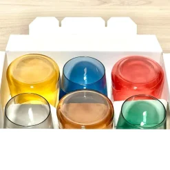SET 6 BICCHIERI COLORATI DA 380ML IN VETRO PER ACQUA E VINO BICCHIERE COLORATO