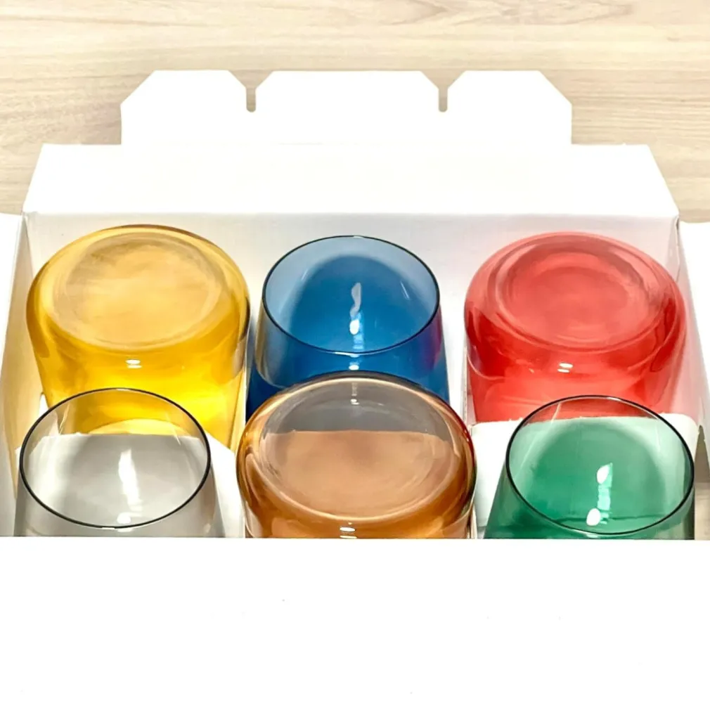SET 6 BICCHIERI COLORATI DA 380ML IN VETRO PER ACQUA E VINO BICCHIERE COLORATO