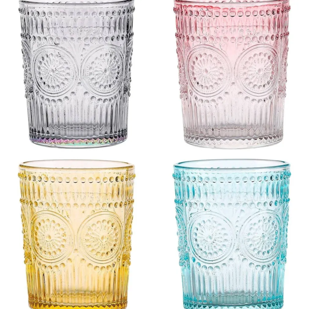 SET 6 BICCHIERI COLORATI DA 300ML IN VETRO PER ACQUA E VINO BICCHIERE COLORATO