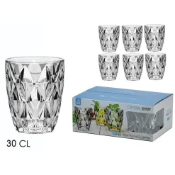 SET 6 BICCHIERI CRYSTAL 30CL IN VETRO TRASPARENTE ELEGANTE PER BIBITE VINO ACQUA