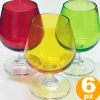 SET 6 BICCHIERI GLOBO SWEET COLORATI VETRO BEVANDA LIQUORE DISTILLATI CICCHETTI