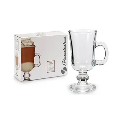 SET 2 BICCHIERI IRISH COFFEE TAZZA DA CAPPUCCINO LATTE THE' IN VETRO MANICO BAR