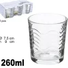 SET 6 BICCHIERI TRASPARENTI 260ML IN VETRO DA TAVOLA ACQUA BEVANDA EFFETTO ONDE