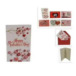 SET 3 BIGLIETTI AUGURI SAN VALENTINO BIGLIETTINO 13.5X8.5CM 6 FANTASIE ASSORTITE