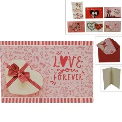 SET 3 BIGLIETTI BIGLIETTINI AUGURI SAN VALENTINO AMORE LOVE 6 FANTASIE ASSORTITE