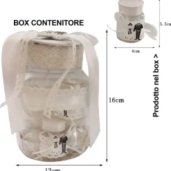 SET 12 BOMBONIERA AMPOLLE CON CONTENITORE PORTA CONFETTI MATRIMONIO WEDDING