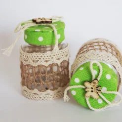 SET 12 BOMBONIERA BOMBONIERE BARATTOLO VERDE POIS 4X6.5CM FARFALLA PORTACONFETTI