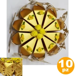 SET 10 BOMBONIERA BOMBONIERE SCATOLINA SPICCHI TORTA ORO FARFALLA PORTACONFETTI