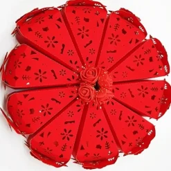 SET 10 BOMBONIERA BOMBONIERE SCATOLINA SPICCHI TORTA ROSSO FIORE PORTACONFETTI