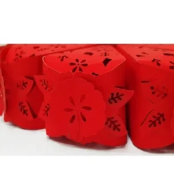 SET 10 BOMBONIERA BOMBONIERE SCATOLINA SPICCHI TORTA ROSSO FIORE PORTACONFETTI