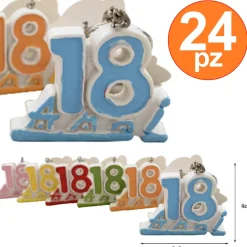 SET 24 BOMBONIERA BOMBONIERE NUMERO 18 ANNI DICIOTTESIMO COMPLEANNO PORTA CHIAVI