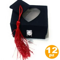 SET 12 BOMBONIERA CAPPELLO TESI CUORE SCATOLINA 7x5.5x5.5CM PORTACONFETTI LAUREA