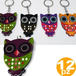 SET 12 BOMBONIERA GUFO GUFI COLORATI CIVETTA PORTAFORTUNA COMPLEANNO PORTACHIAVI