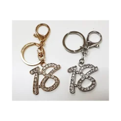 SET 12 BOMBONIERA ORO ARGENTO BRILLANTINI 18 ANNI COMPLEANNO PORTACHIAVI CHIAVE