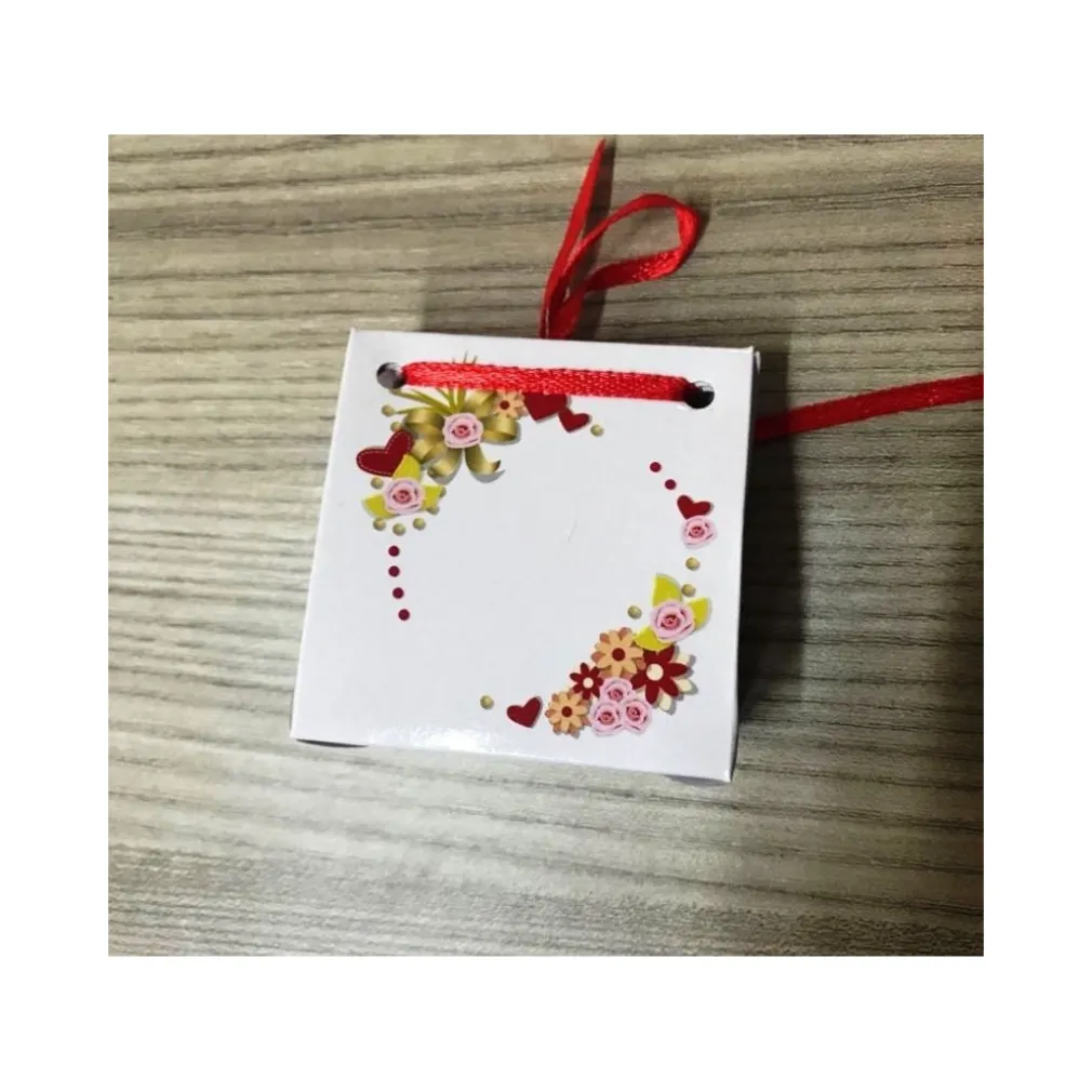 SET 24 BOMBONIERA SCATOLA BIANCO ROSSO CARTA LUCIDA PORTACONFETTI RISO MATRIMONI