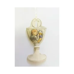 SET 12 BOMBONIERE COMUNIONE BAMBINO CALICE EUCARESTIA BIANCO CERAMICA APPENDINO