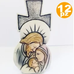 SET 12 BOMBONIERE CROCE NATIVITA' GIUSEPPE MADONNA BIANCO CERAMICA SOPRAMMOBILE