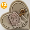 SET 12 BOMBONIERE CUORE CRESIMA SACRAMENTO MITRIA BIANCO CERAMICA SOPRAMMOBILE