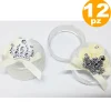 SET 12 BOMBONIERE SCATOLA CORONA ROSA BIANCA PERLE 6x3CM PORTACONFETTI MATRIMONI