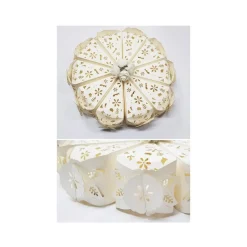 SET 10 BOMBONIERE SCATOLINA SPICCHIO TORTA BIANCO FIORE PORTACONFETTI MATRIMONIO