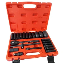 SET 22 BUSSOLE BOCCOLE 1/2" ESAGONALI DA 8 A 32 CON CRICCHETTO REVERSIBILE