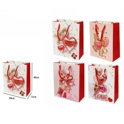 SET 6 BUSTE BORSA REGALO SACCHETTI SAN VALENTINO 30X40X12CM 71097 VARIE FANTASIE