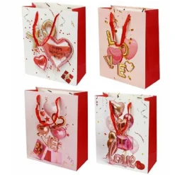 SET 6 BUSTE BORSA REGALO SACCHETTI SAN VALENTINO 18X23X10CM 71095 VARIE FANTASIE
