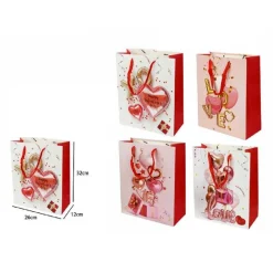 SET 6 BUSTE BORSA REGALO SACCHETTI SAN VALENTINO 26X32X12CM 71096 VARIE FANTASIE