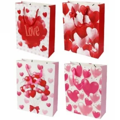 SET 6 BUSTE DA REGALO PER SAN VALENTINO CUORI 31X11X42CM 71093 MODELLI ASSORTITI