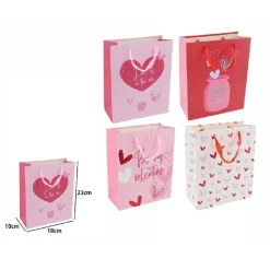 SET 6 BUSTE REGALO BORSA SACCHETTI SAN VALENTINO 18X23X10CM 69875 VARIE FANTASIE