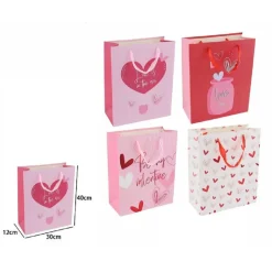 SET 6 BUSTE REGALO BORSA SACCHETTI SAN VALENTINO 30X40X12CM 69877 VARIE FANTASIE
