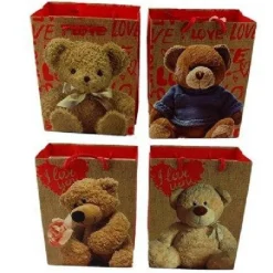 SET 6 BUSTE REGALO SAN VALENTINO ORSO SACCHETTO 26X32X12.5CM 59520 VARI MODELLI