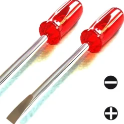 SET 2 CACCIAVITE 1 FISSO 1 STELLA 6x175MM GIRAVITE CON MANICO GOMMA ERGONOMICO