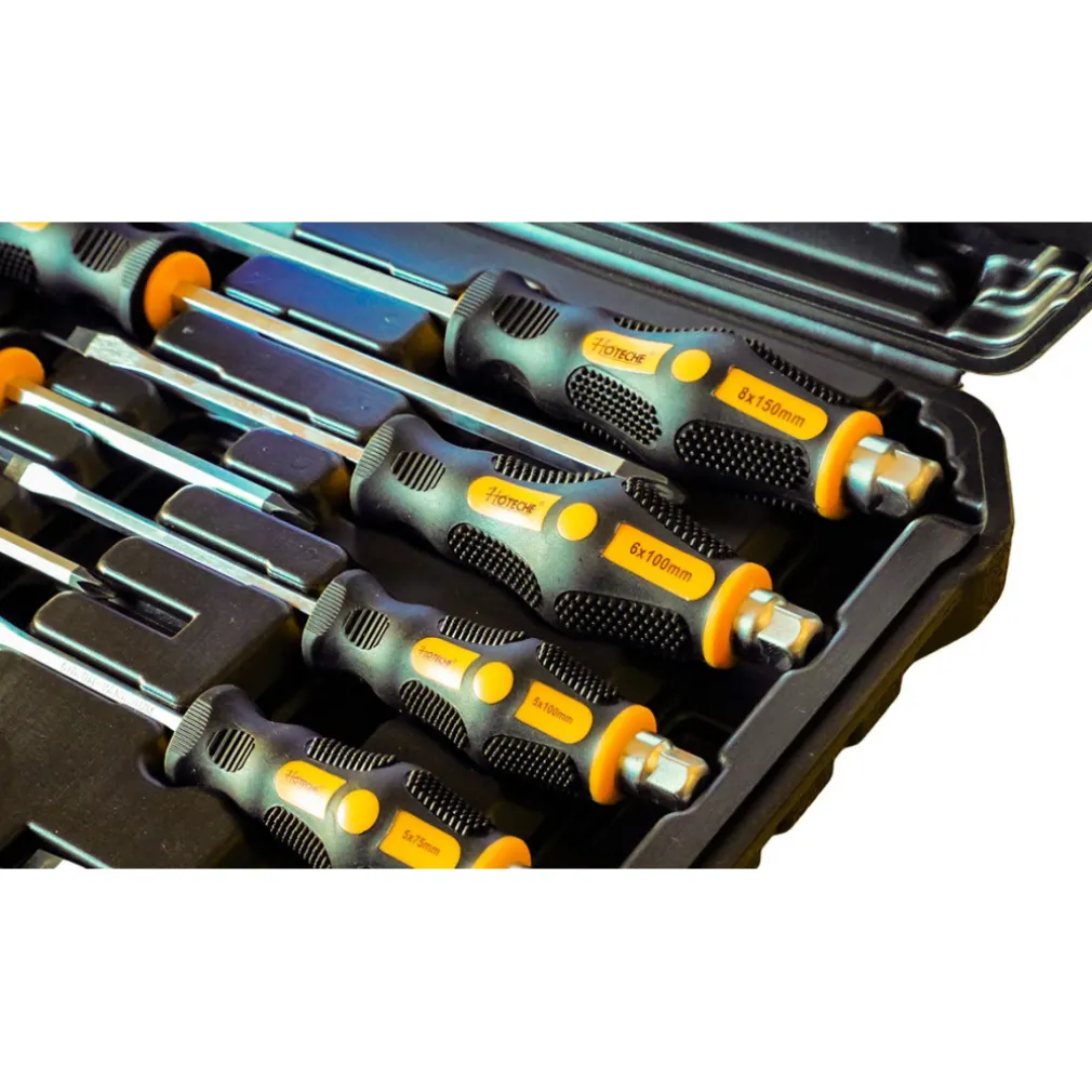 SET 10 CACCIAVITI CACCIAVITE CROCE E TAGLIO IMPATTO PUNTE MAGNETICHE CR-V