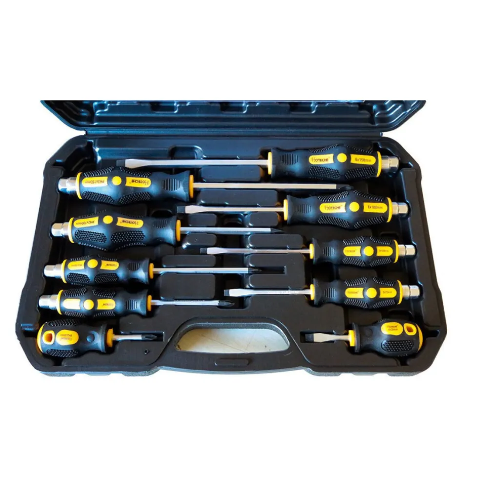 SET 10 CACCIAVITI CACCIAVITE CROCE E TAGLIO IMPATTO PUNTE MAGNETICHE CR-V