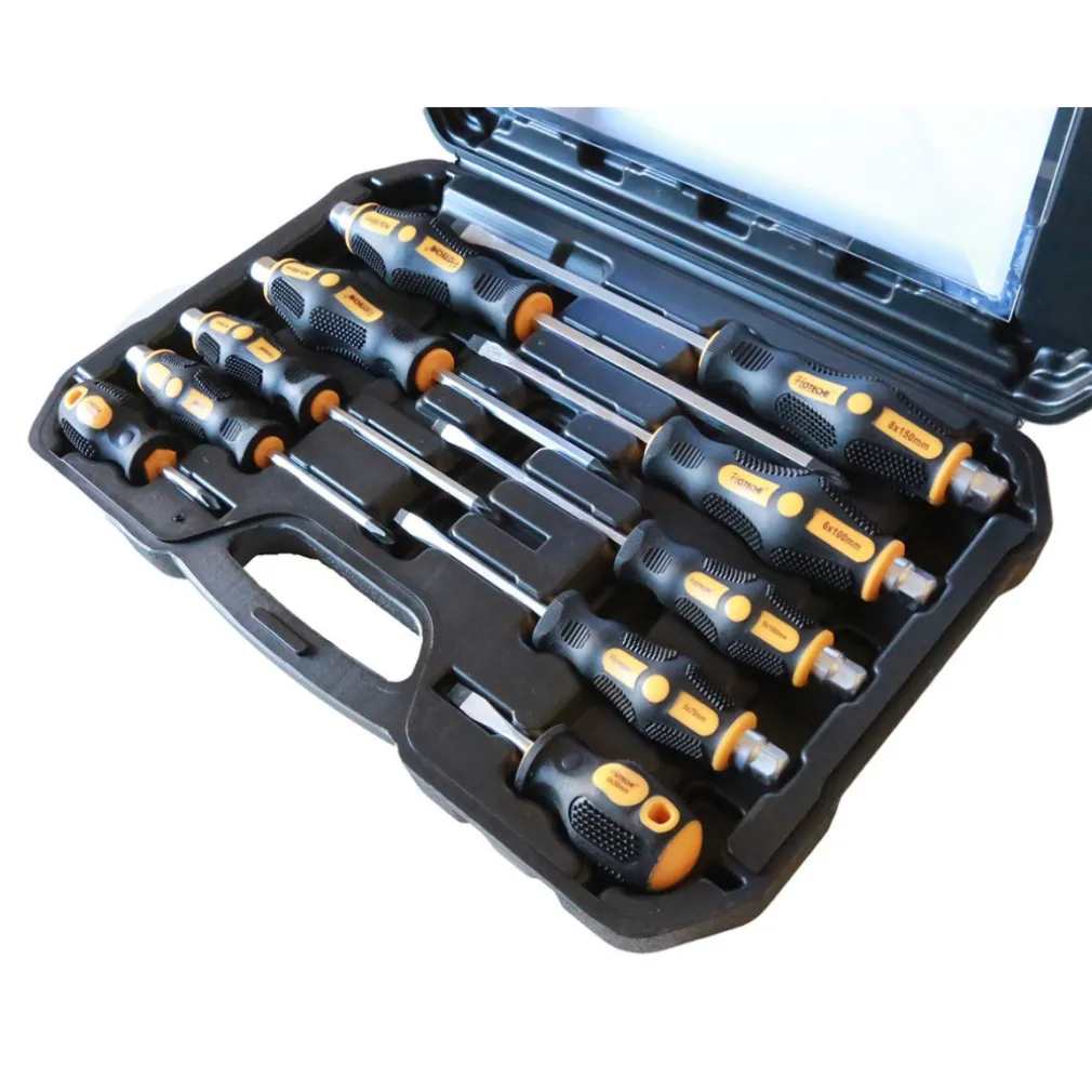 SET 10 CACCIAVITI CACCIAVITE CROCE E TAGLIO IMPATTO PUNTE MAGNETICHE CR-V