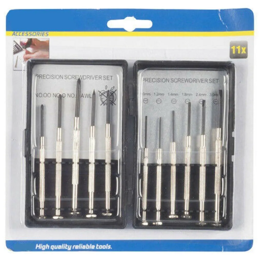 SET 11 CACCIAVITI DI PRECISIONE CON CUSTODIA PER FAI DA TE BRICOLAGE RIPARAZIONI