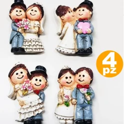 SET 4 CALAMITA CALAMITE SPOSI WEDDING CERAMICA BOMBONIERA MATRIMONIO SEGNAPOSTO