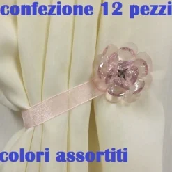 SET 12 CALAMITE LEGATENDA FERMA TENDE COLORATE CRISTALLO FIORE DIAMETRO 5CM