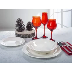 SET 6 CALICI VINO ROSSO 37 CL FORMA TULIPANO VETRO ROSSO FESTIVO PER BRINDISI NATALE
