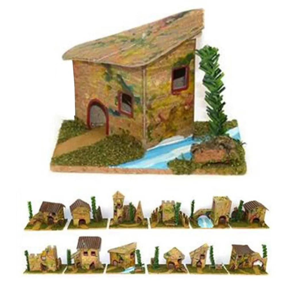 SET 12 CASETTE PER PRESEPE NAPOLETANO NATALE CASA PRESEPIO IN SUGHERO 6X8X5CM