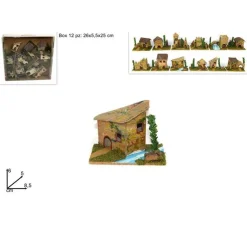 SET 12 CASETTE PER PRESEPE NAPOLETANO NATALE CASA PRESEPIO IN SUGHERO 6X8X5CM