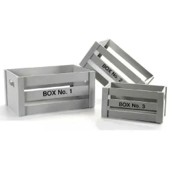 SET 3 CASSETTE BOX SCATOLE IN LEGNO DECORATE 16/14/10CM COLORI ASSORTITI 763700