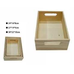 SET 3 CASSETTE CASSETTA IN LEGNO NATURALE DECOUPAGE TRIS MATRIOSKA SCATOLA