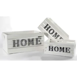SET 3 CASSETTE CASSETTINA PORTAPIANTA LEGNO 16/14/10CM HOME DELUXE BIANCO 736124