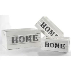 SET 3 CASSETTE CASSETTINA PORTAPIANTA LEGNO 16/14/10CM HOME DELUXE BIANCO 736124