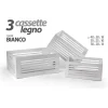 SET 3 CASSETTE LEGNO CENTROTAVOLA ARREDO MODERNO CLASSICO H18/16/14CM BIANCO 799594