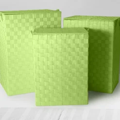 SET 3 CESTI PORTABIANCHERIA PORTATUTTO CASA TESSUTO 3 MISURE 54/51/46CM  COLORE