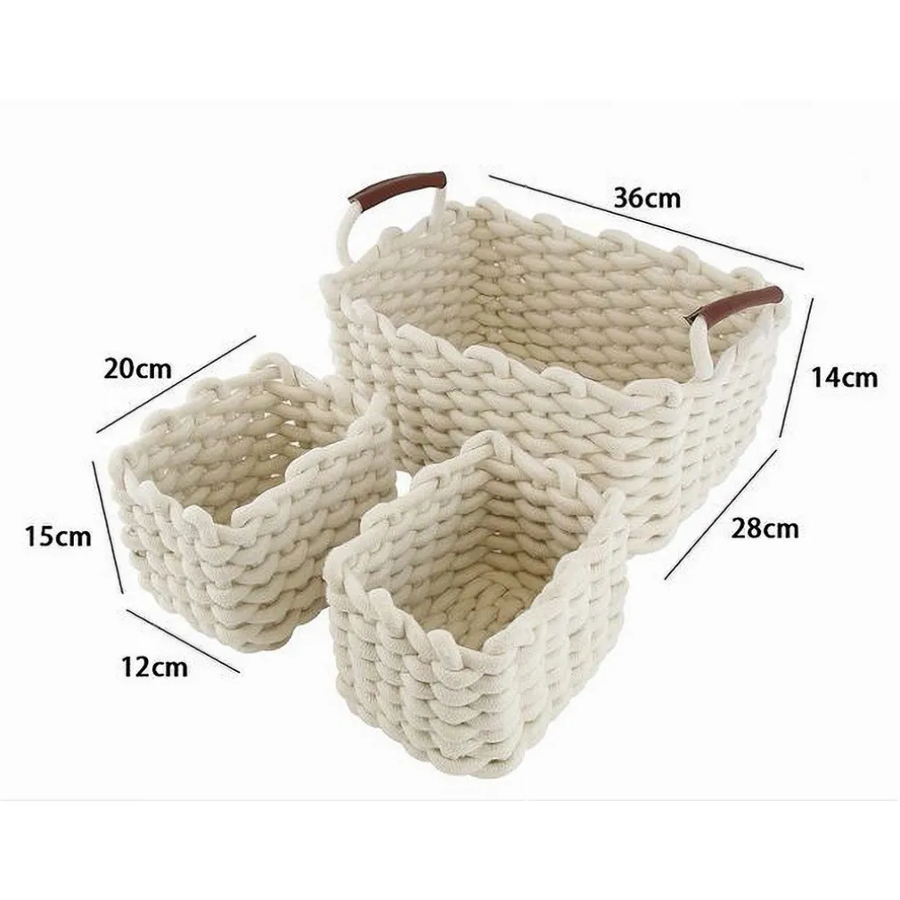 SET 3 CESTINI INTRECCIATI IN CORDA CESTO PORTAOGGETTI ORGANIZZA DECORA CASA 10634